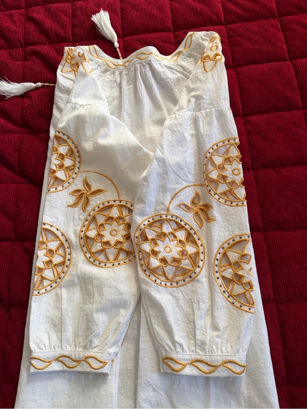 White Embroidered Long Sleeve Boho Dress Size XL - Picture 4 of 9